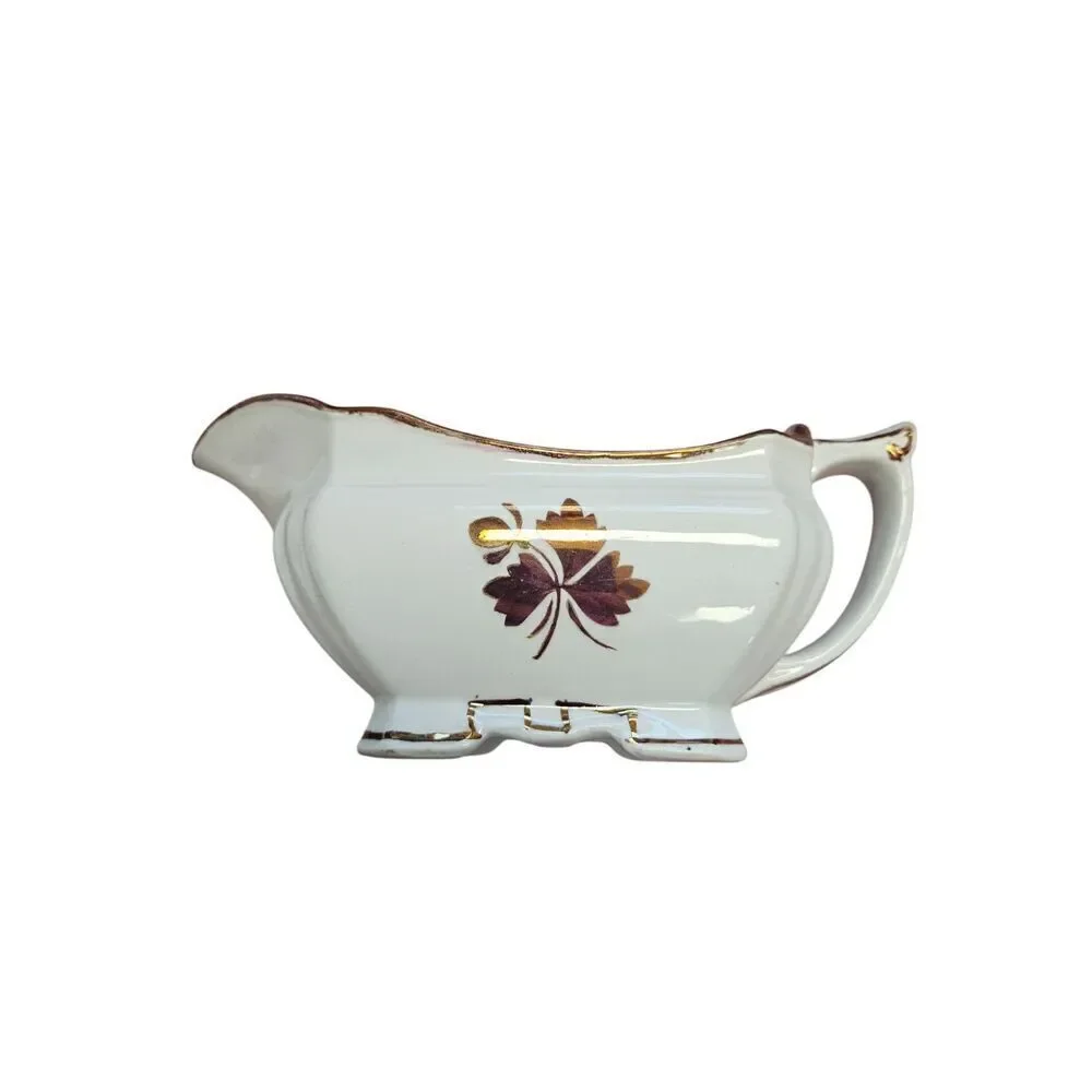Meakin Tea Leaf Copper Luster Gravy Boat and Underplate, Ironstone